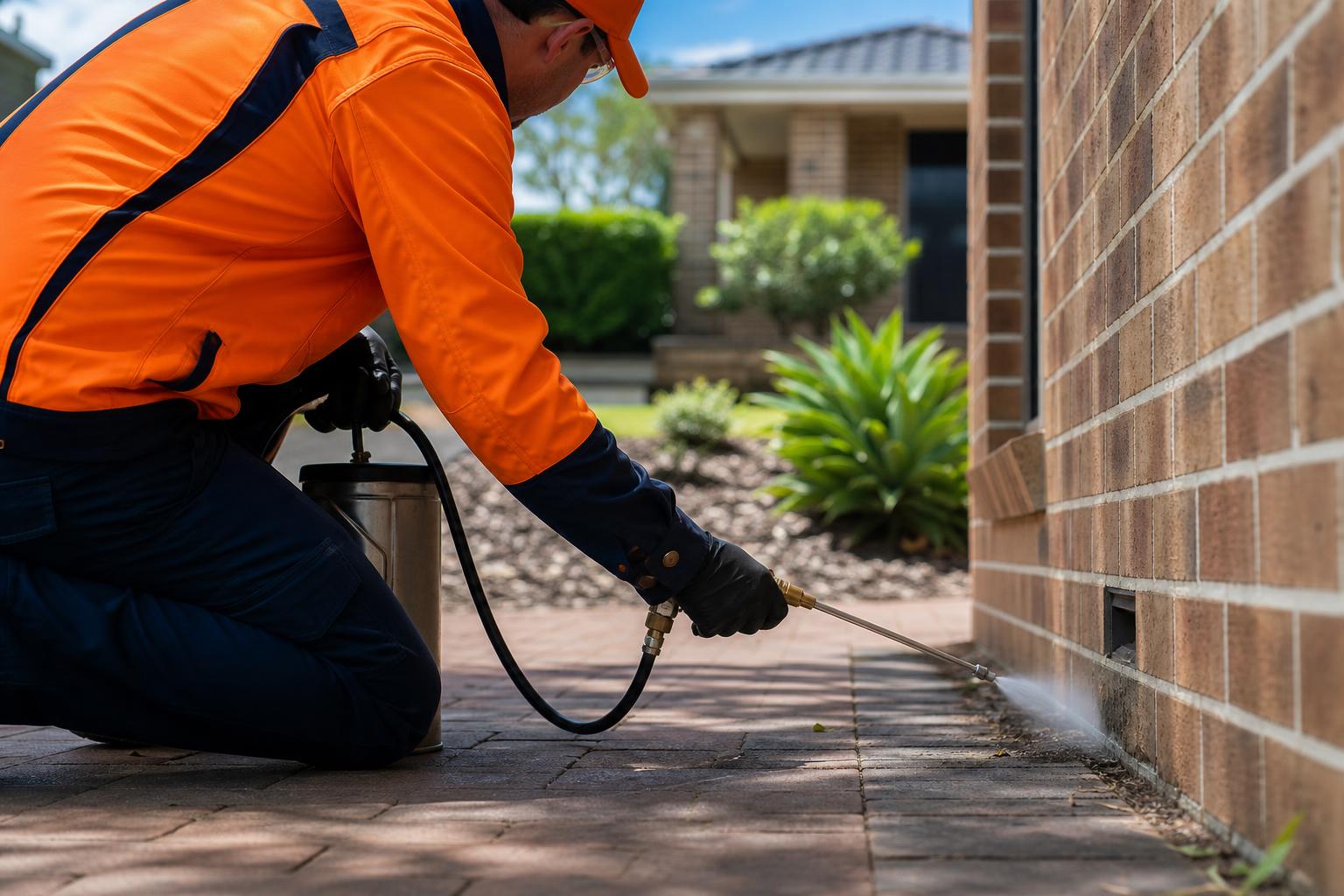 Pest control technician inspecting an Australian home